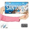 Santorini Vintage Kennzeichen 5,9x11,8 Zoll Griechische Inseln Stil Aluminium Auto Schild für Auto SUV LKW, Wunschkennzeichen, Geschenk für Reisende Heimdekoration
