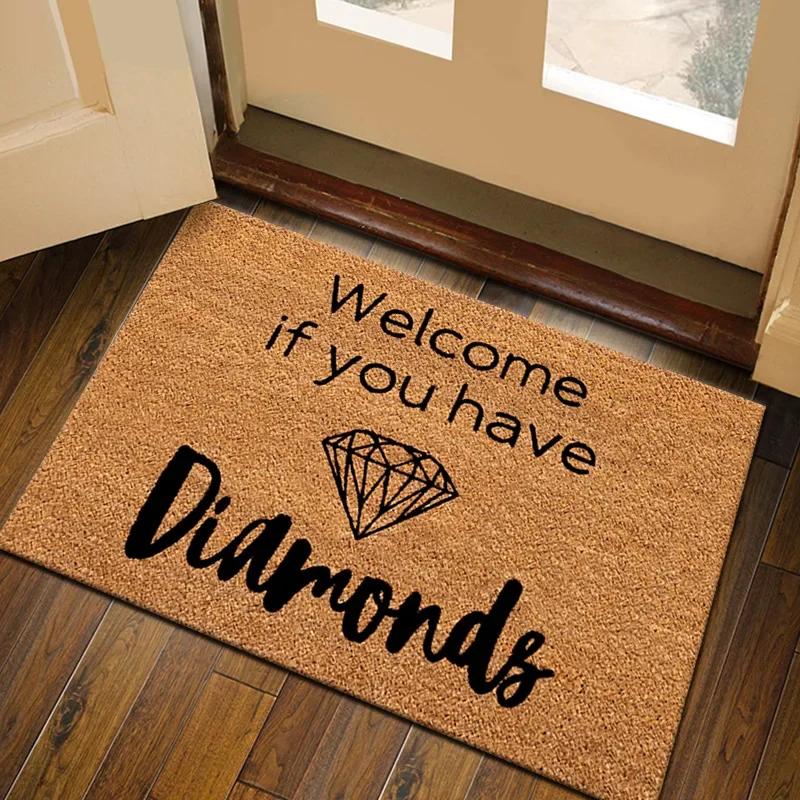 High Quality Imitation Coconut Doormat Non-slip Absorbent Crystal Velvet Floor Mat Porch Outdoor Welcome Mat Home Decoration
