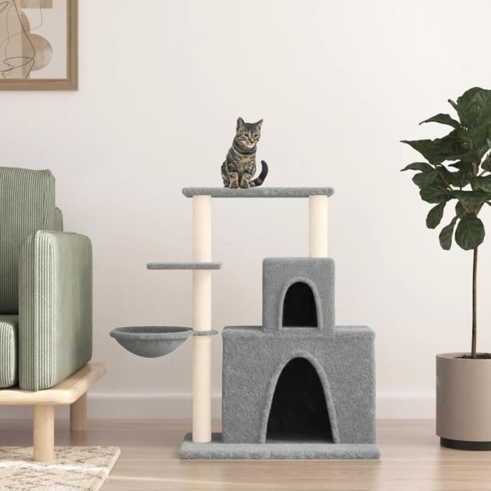 VidaXL Cat Tree with Sisal Scratching Posts Light Grey 83 Cm 171766