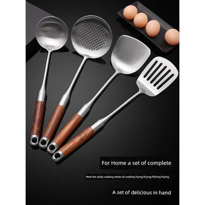 304 Stainless Steel Spoon Spatula For Home Thickened Solid Wood Handle Kitchenware Spatula Spoon Spatula Suit Oven Mitts