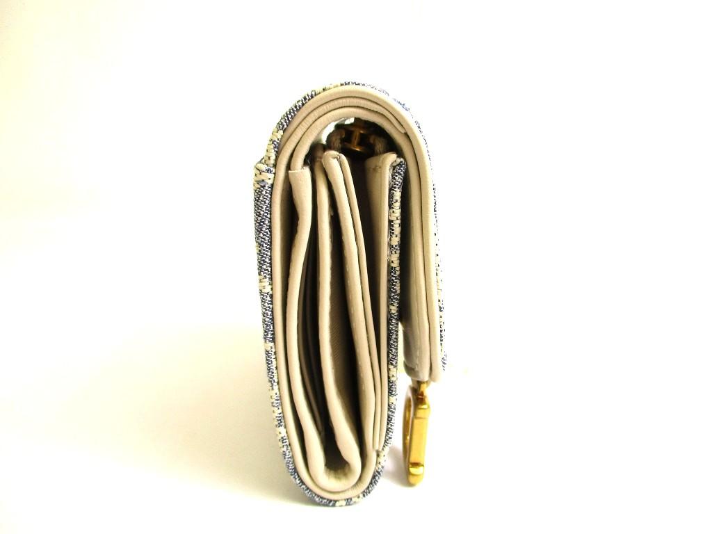 Authentic Christian Dior Cannage Light Blue Trifold Saddle Lotus Wallet #a841  Refurbished