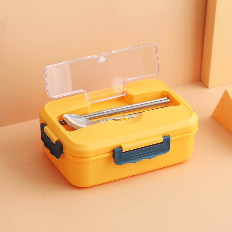 Hot Lunch Box with Spoon Chopsticks Wheat Straw Dinnerware Food Storage Container Children Kid School Office Microwave Bento Box