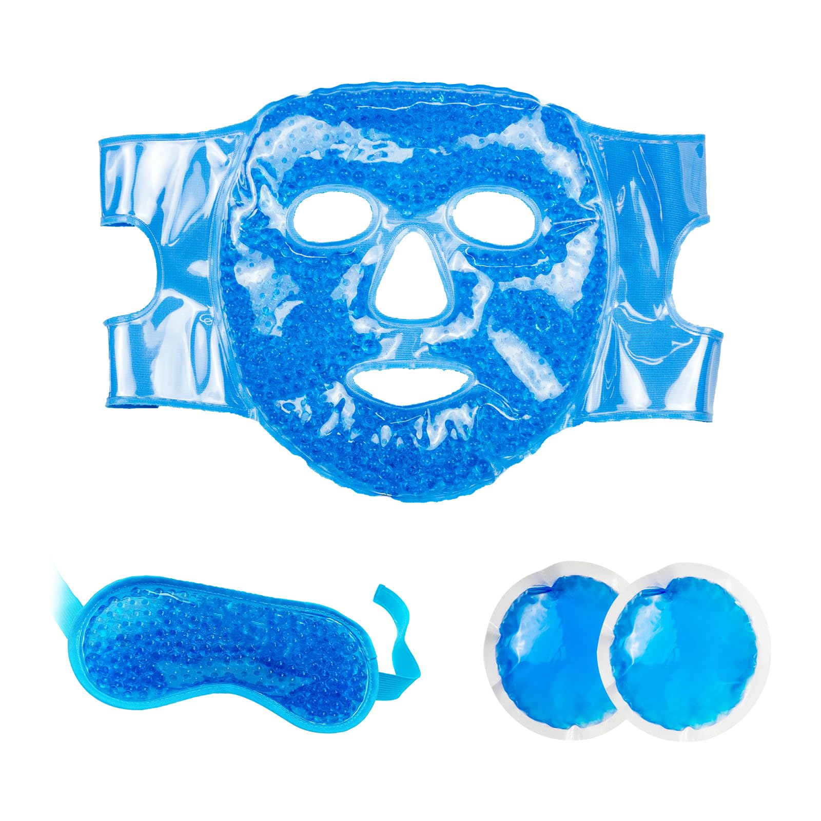 

Gel Face Icing Face Eye Cooling Gel Ice Dual Eye Strain Skin Skin Pore Puffiness After Fever Includes 1 Face 1 Eye and 2 Ice Packs WORLD-BIO Mask, синий