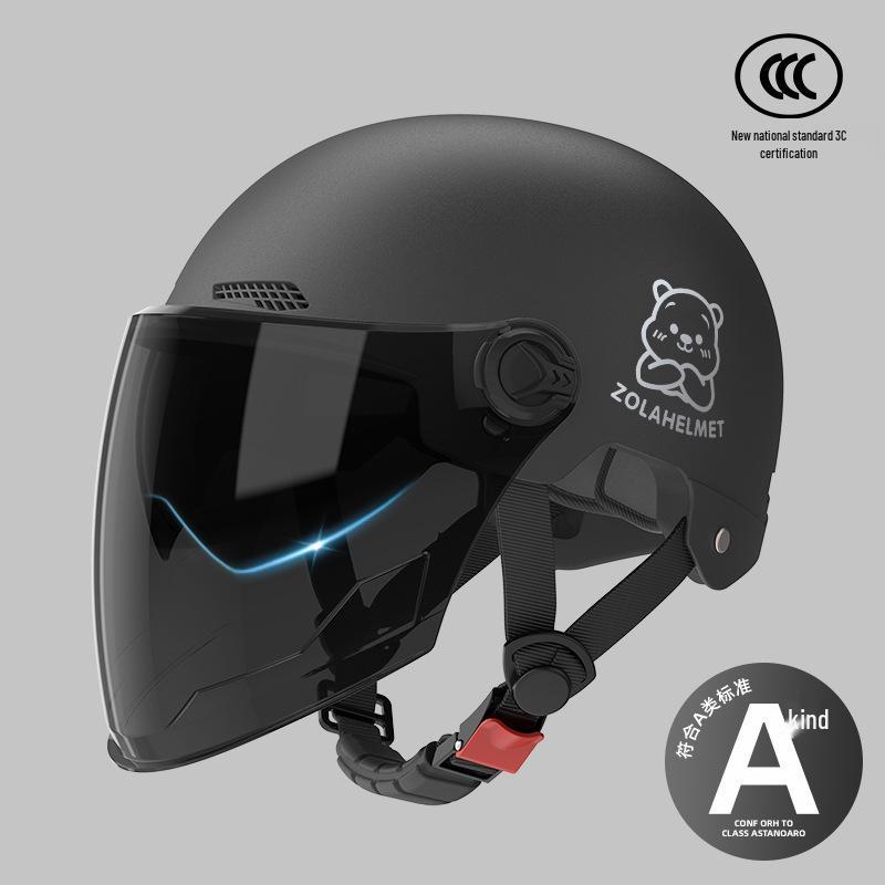 Women's Bear Head Electric Scooter Half Helmet with Sun and Ear Protection, Lightweight, Ventilated, and Warm for Winter.