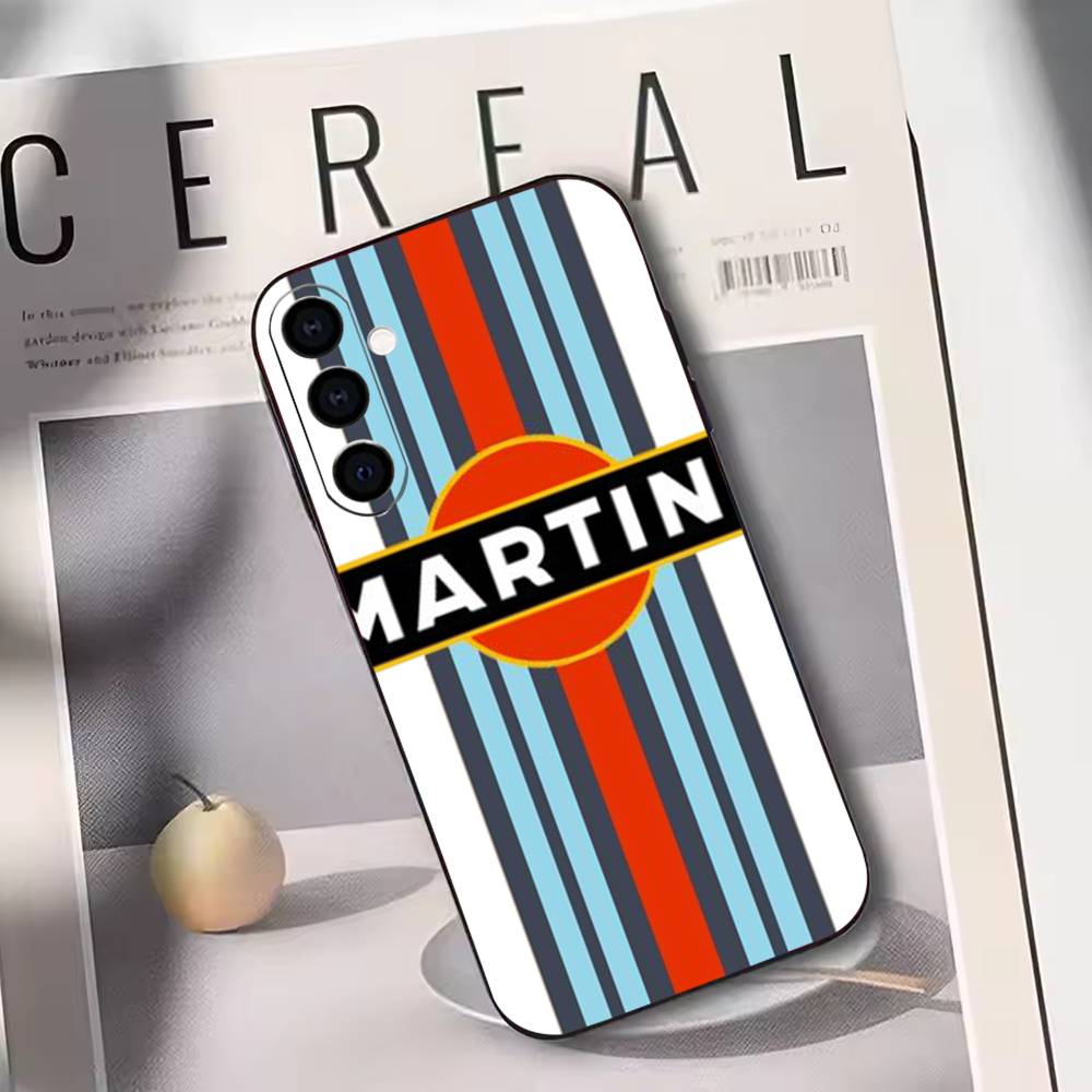 M-Martini Racing Horizontal Stripe  Phone Case For Samsung Galaxy A73,A72,A71,A70,A53,A52,A51,Others Soft Black Cover