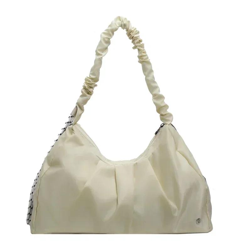 Soft Solid Nylon Large Capacity Zipper Crossbody Bags  Sweet Sewing Line Feminine Hot Sale Casual Bags for Women