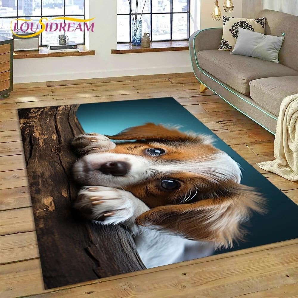 3D-Teppich mit süßem Hund, Samojede, Chihuahua, Husky, Koki, Cartoon-Teppich für Wohnzimmer, Schlafzimmer, Heimdekoration, rutschfest, für Sofa, Fußmatte, Geschenk