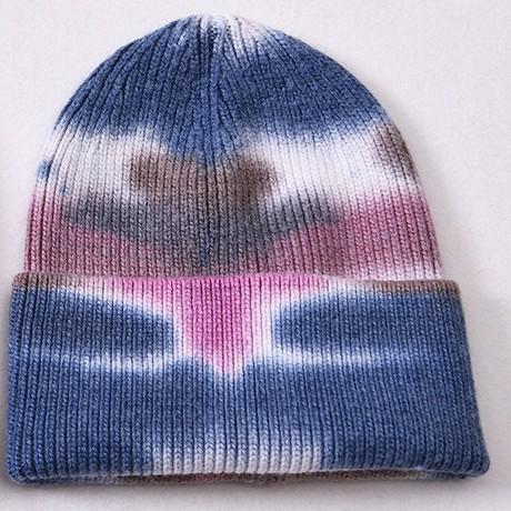 Tie-dye knitted hat rabbit velvet children's soft cute outdoor wool hat warm real raccoon hair ball source