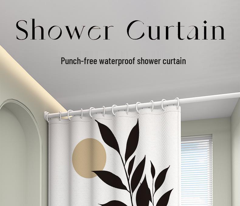 High-End Minimalist Floral Shower Curtain Set: Lazy-Style, Thickened, Waterproof, Mildew & Wrinkle Resistant.