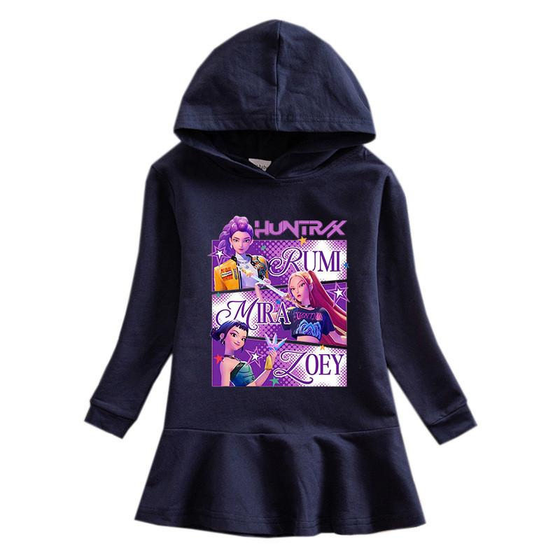 Girls Kpop Rumi Zoey Mira Hunters Printed Rainbow Hooded Dress