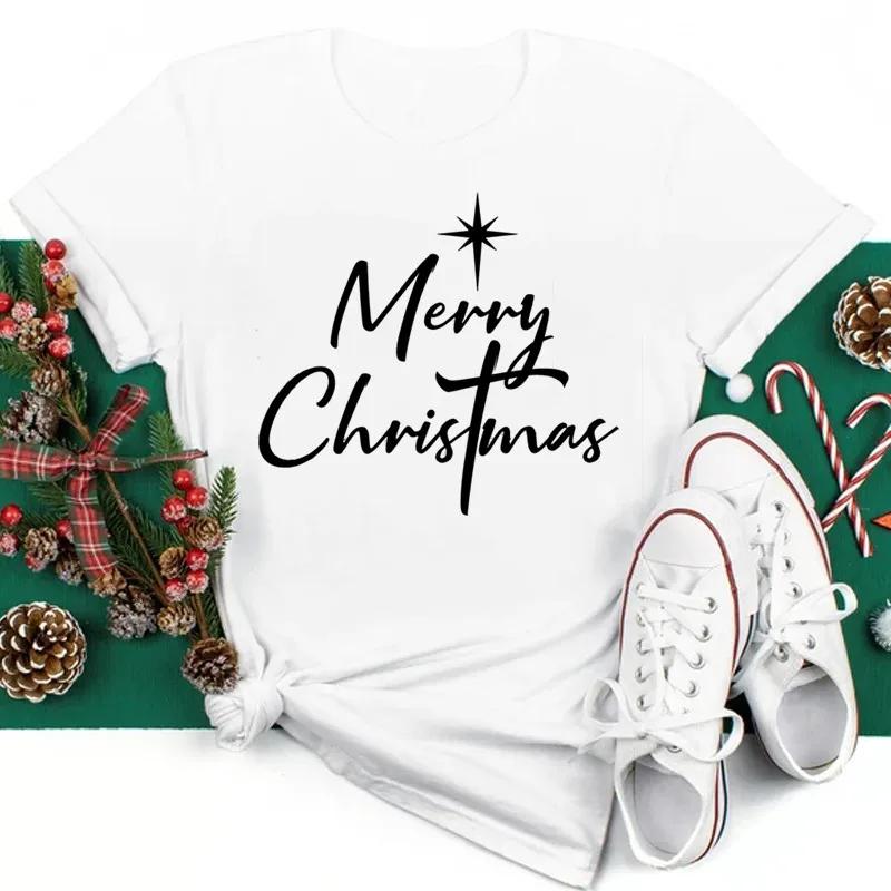 Just A Girl Who Loves Christmas Print Women Tshirts Cute FeUnisex Christmas Clothes New Year Party Tshirt