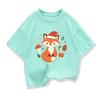 New Cute Cartoon Fox Printed Christmas Children's Gift T-shirt Summer Children's Short Sleeve Printed T-shirt  Kids Tops Clothes
