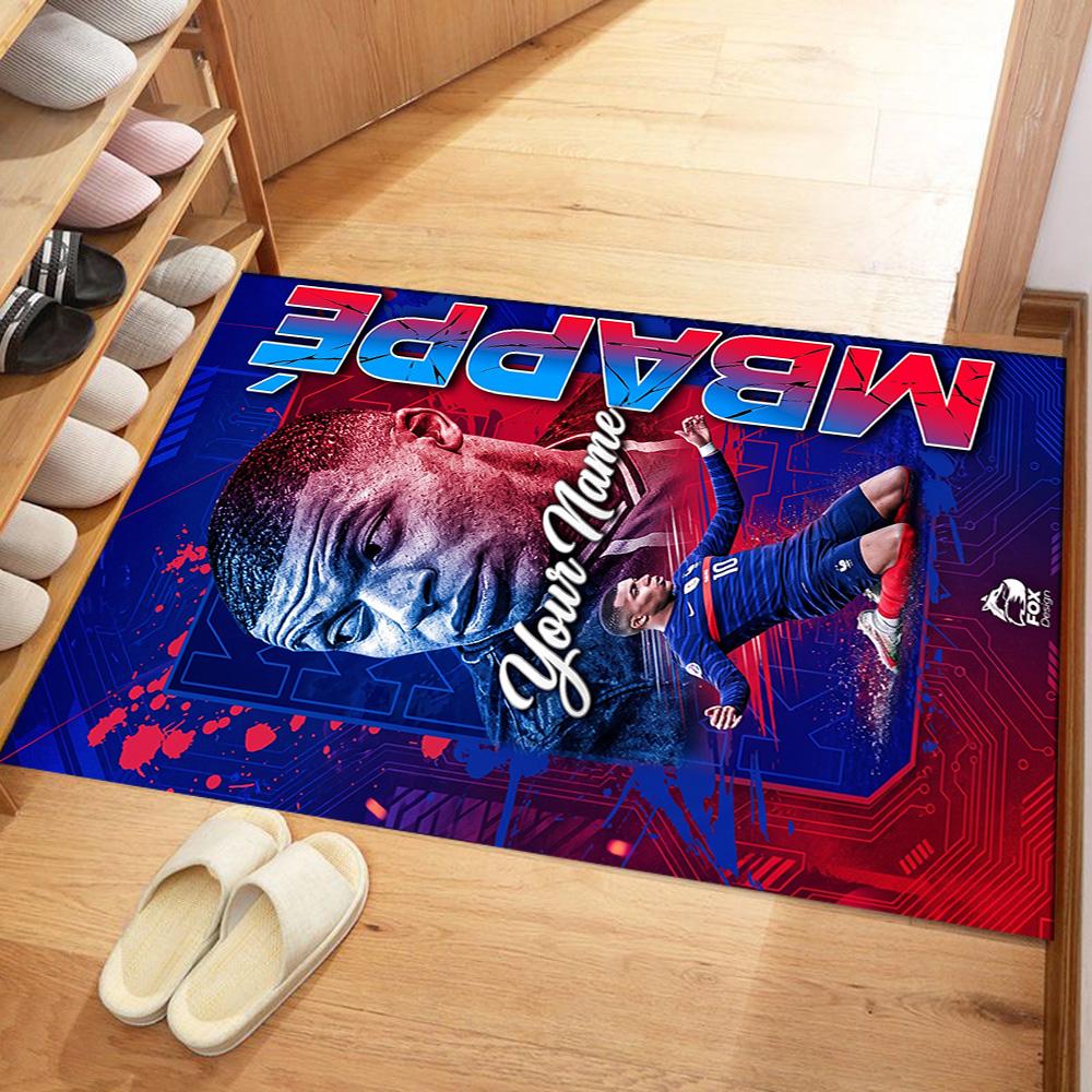 Mbappe Customized Name Floor Mat Design For Entryway Game Room Dining Room Outdoor Antislip Carpet Office Home Decor Perfect Gift For Friends Family