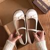White Mary Jane Shoes Women's 2025 New Spring Versatile Bow French Shallow Mouth Single Shoes College Style Small Leather Shoes