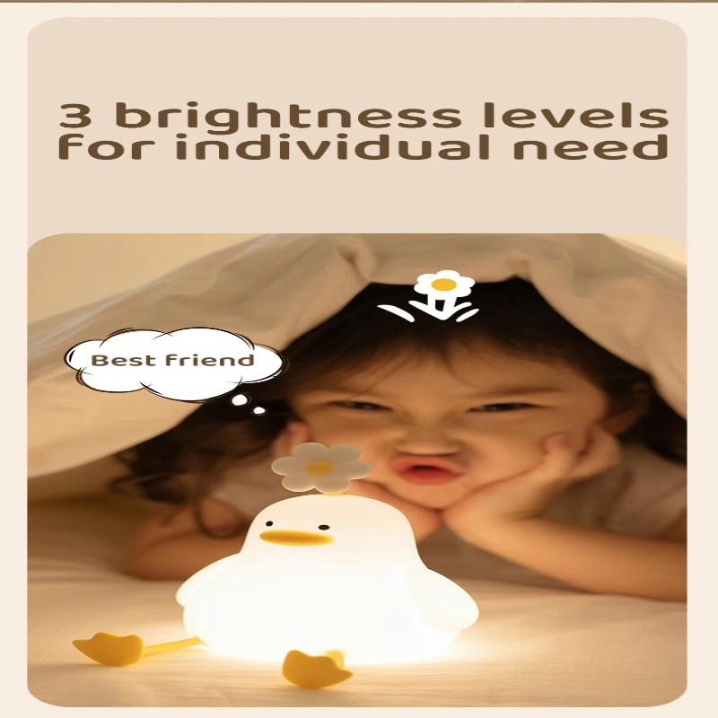 1Pc Cute Duck Led Night Light USB Rechargeable Nightlights Silicone Lamp Touch Switch Children Kid Bedroom Decoration Birthday Gift