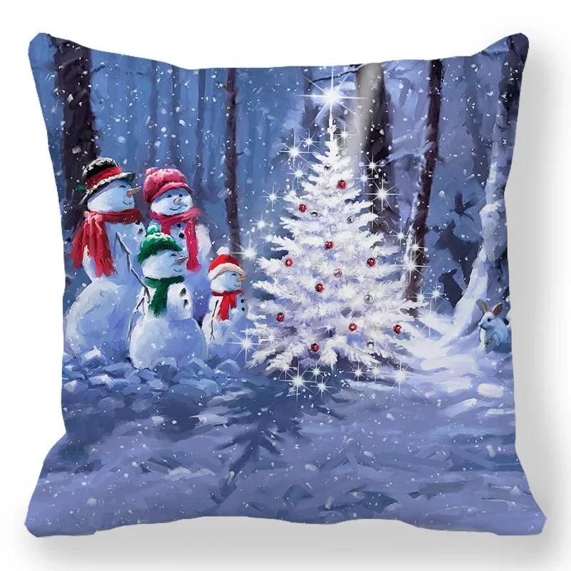 1 piece of Christmas Day party decoration pillowcase Winter Snowman animal print cushion suite room home decoration gift