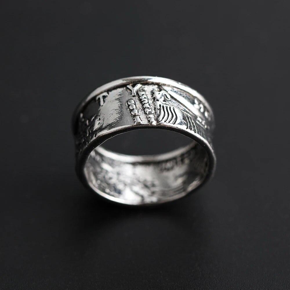 1pc novos anéis vintage para homens meio dólar 1945 anel jóias festa anéis morgan coin anel artesanal jóias tamanho 7-13