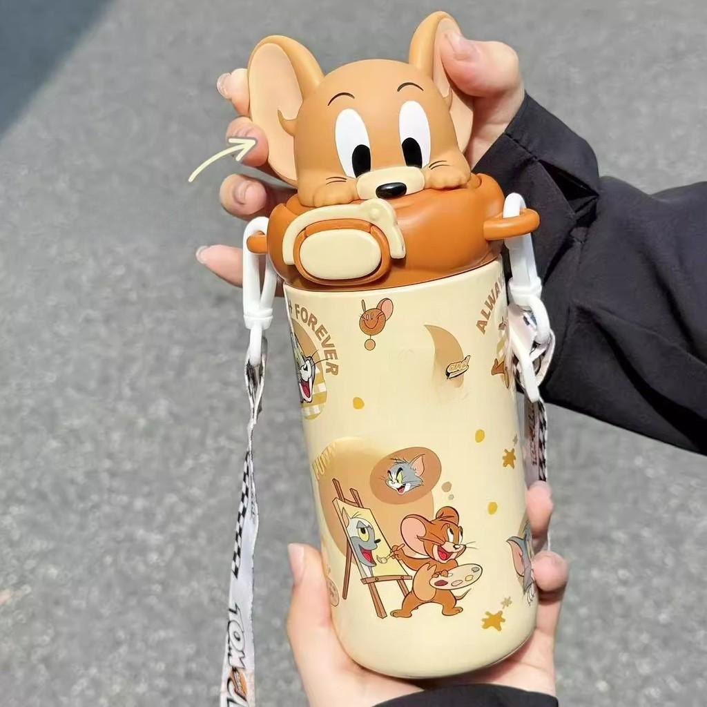 Tom And Jerry Insulated Water Bottle With Leakproof Lock And Straw For Office And Travel