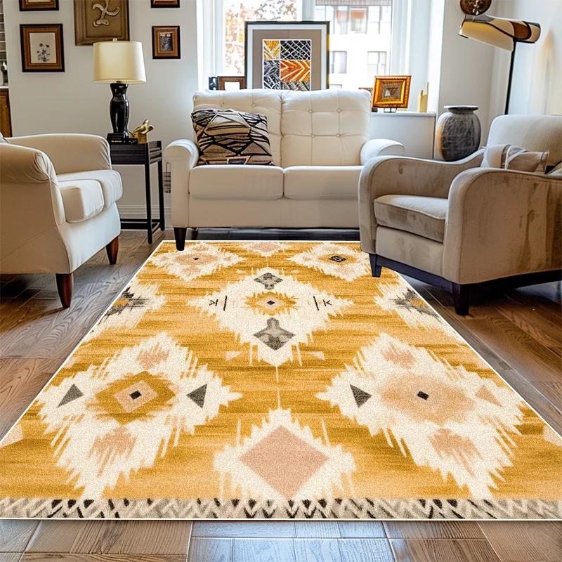 

Килим для вітальні Ретро Богемний Жовтий Абстрактний Великий Килим Домашній декор Пасторальний Етнічний стиль Килимок для спальні 80*160cm