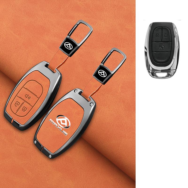 Funda para Llave de Coche para Saic Maxus T60 Aleación de Zinc Cuero Llavero Inteligente Remoto Carcasa Protectora Automática Piel para Llavero Accesorios