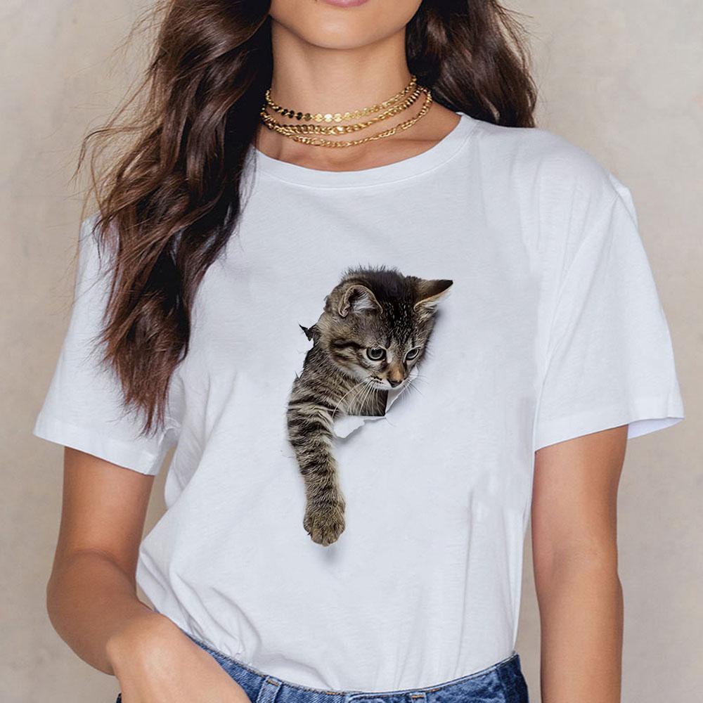 Black Cats Shirt Women with Cat Tshirt Kitten Pretty Little Thing Cute Oversized Funny Female Trendy Short Sleeve Summer Top