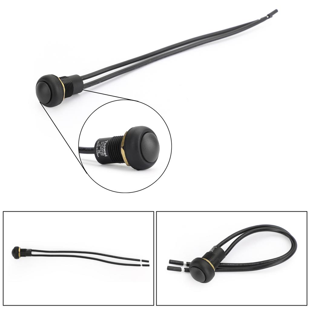 Waterproof Momentary Reset ON/OFF Push Button Round Switch with Wire Black