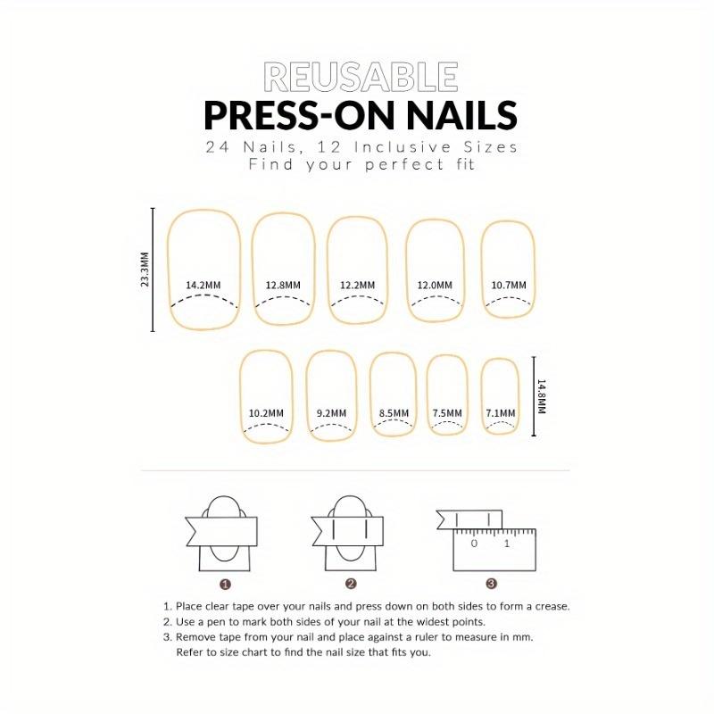 24pcs of Medium And Long French White Lines with Diamond-Encrusted Fingernail Nail Patch Creative Design Nail Patch Perfect Gift for Ladies.
