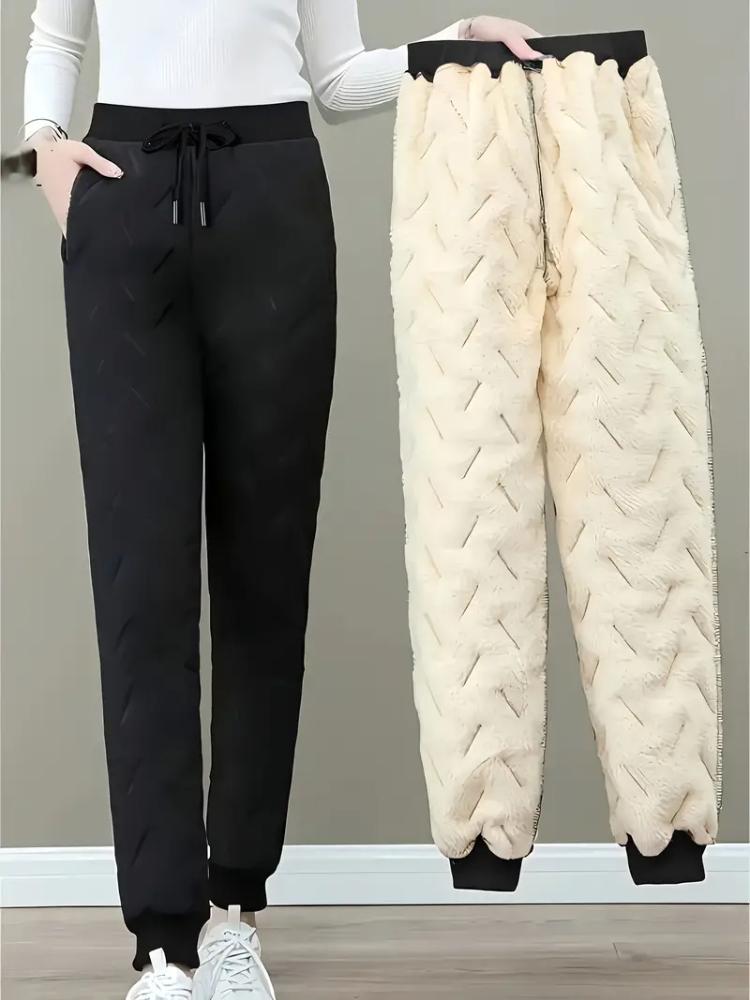 Pantalones Jogger de Invierno para Mujer de Alta Calidad, Cortavientos, Térmicos, con Forro Polar, Bolsillos con Cremallera y Cintura Ajustable con Cordón. Pantalones Casuales para Exterior, para Correr.