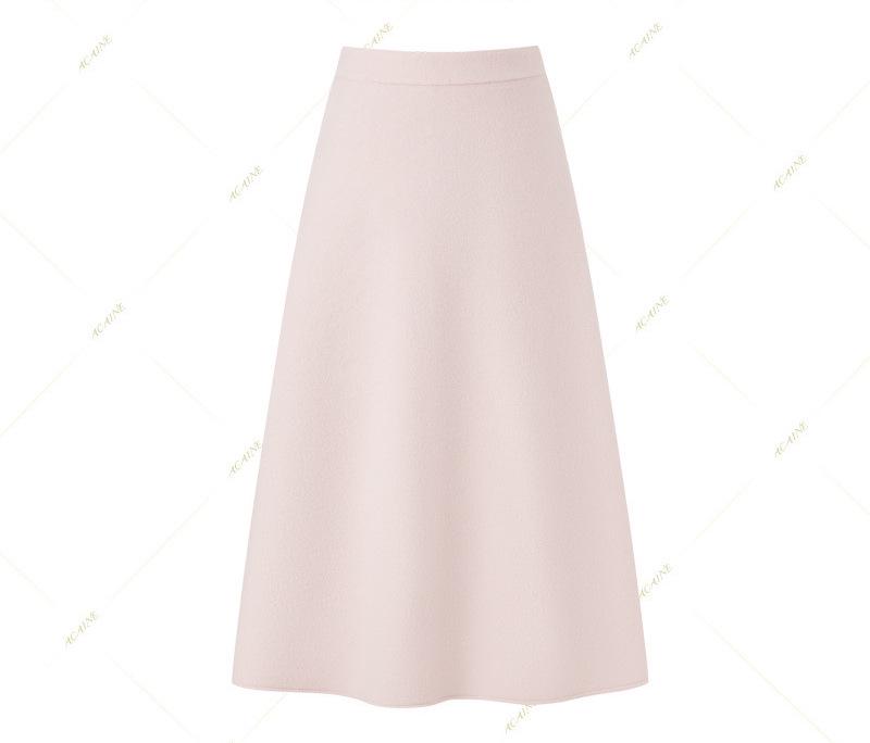 

Women s Pink Woolen Coat & High-Waisted A-Line Skirt Set - Autumn French Chic Two-Piece Ensemble Small