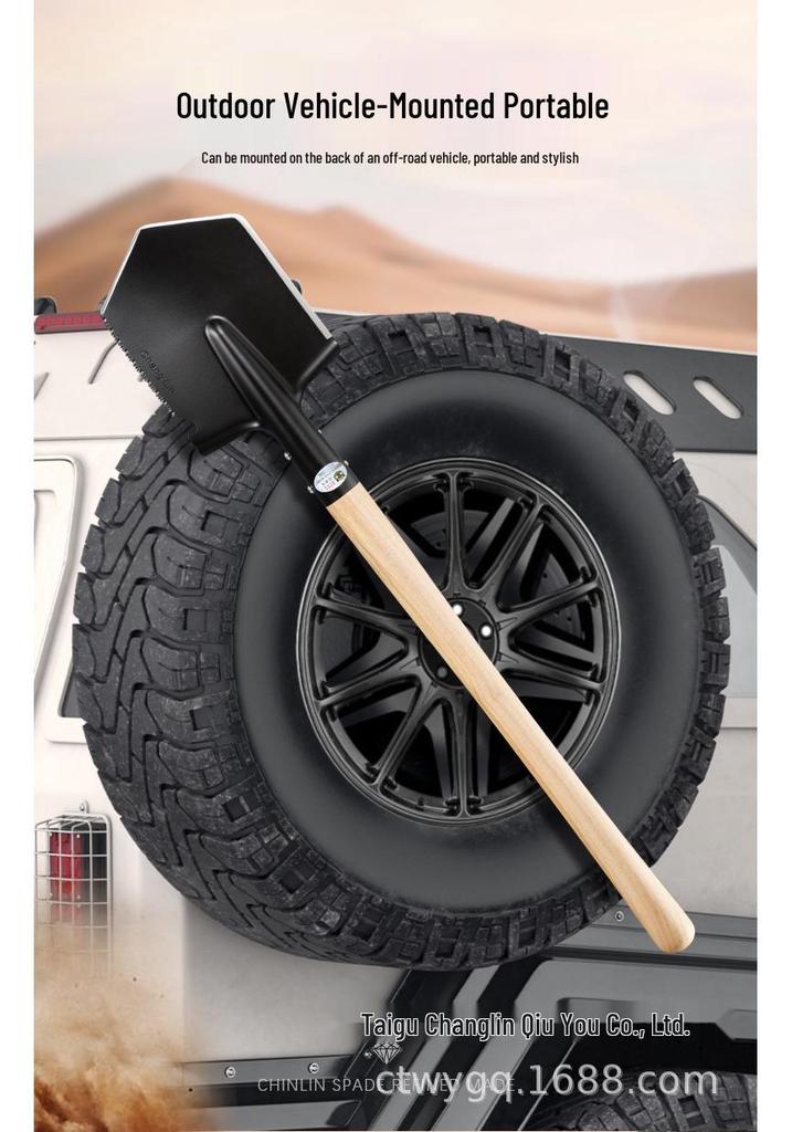 Changlin 106A Russian-Style Sapper Shovel - 80cm Wooden Handle, Large Military Engineering Outdoor Shovel