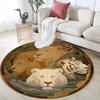 Lions Round Area Rug,Carpet Rug for Living Room Bedroom Sofa Playroom Decor,Non-slip Floor Mat