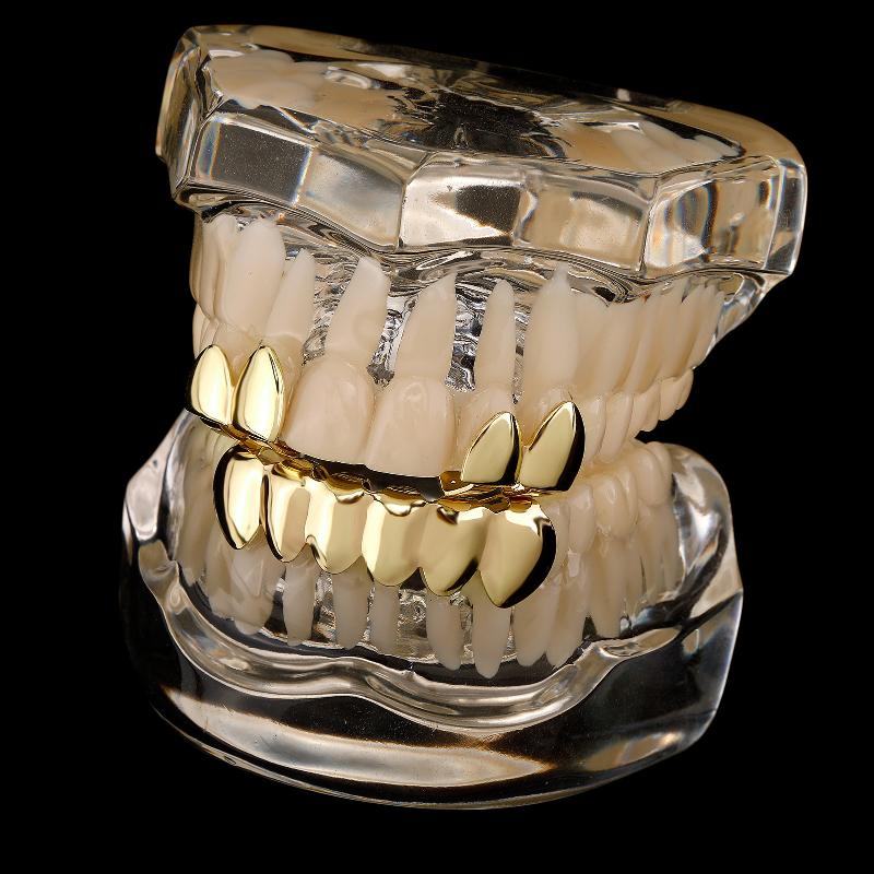 Hip Hop Zubní Grillz Pokovené Zubní Grillz Lesklý Kovový Kryt Zubů Pro Halloweenskou Párty Cosplay Vystoupení Hudební Festivaly