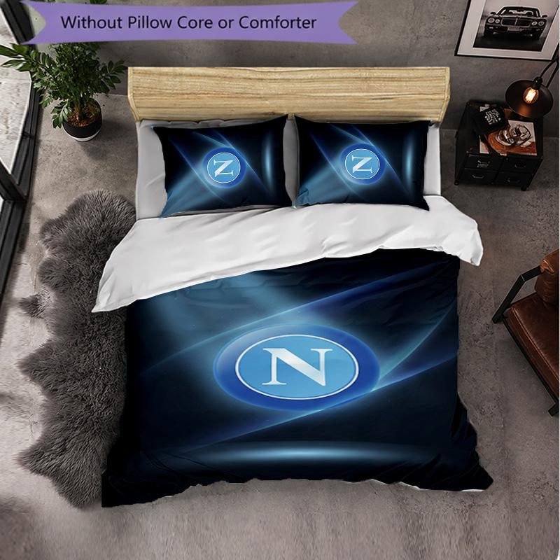 Biancheria da Letto a Tema Napoli FC Set 3 Pezzi Copripiumino Biancheria da Letto Decorativa Per Camera Adolescenti Decorazione Casa