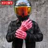 SUOMY Lady Pink Retro Leather Motorcycle Gloves Women Touchscreen Motocross Gloves Hard Shell Protective Motorbike Glove XS-L