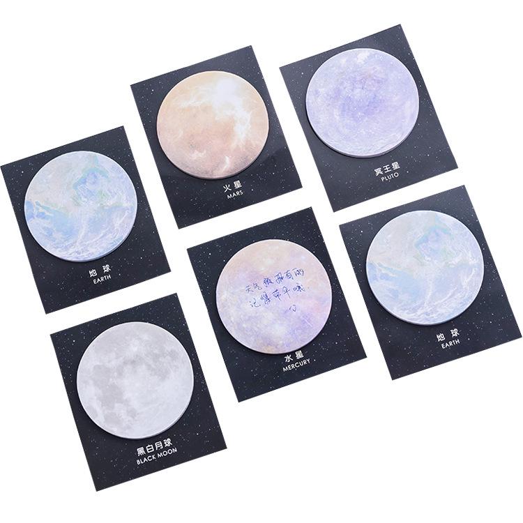 Planet Series Tearable Round Sticky Notes - Office Supplies Memo Pads with Small Notebooks