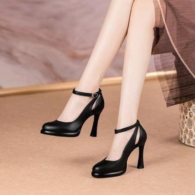 Damenschuhe 2024 Marke Schnalle Damen High Heels Mode Plus Size Party Solide Pumps Damen Neue Runde Zehen Heels Damen