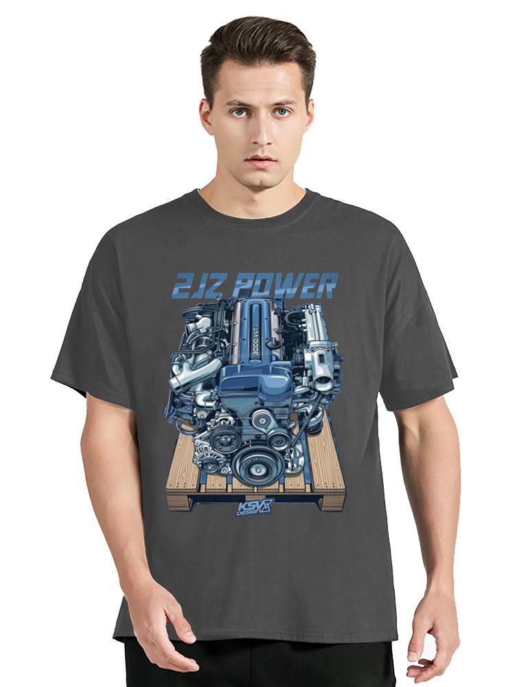 Japan Car 2JZ Engine Turbo Tuning JDM TShirt Summer Fashion Casual Cotton Graphic TShirt UnisexTops Tees Mens Clothing