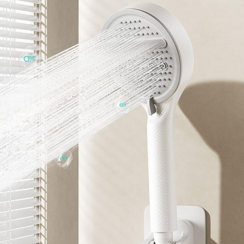 Cream Style Pressure-Boosting Shower Head 12cm Large Panel Water Outlet Handheld Shower Head Pressure-Boosting Shower Set (White,ABS Plastic)