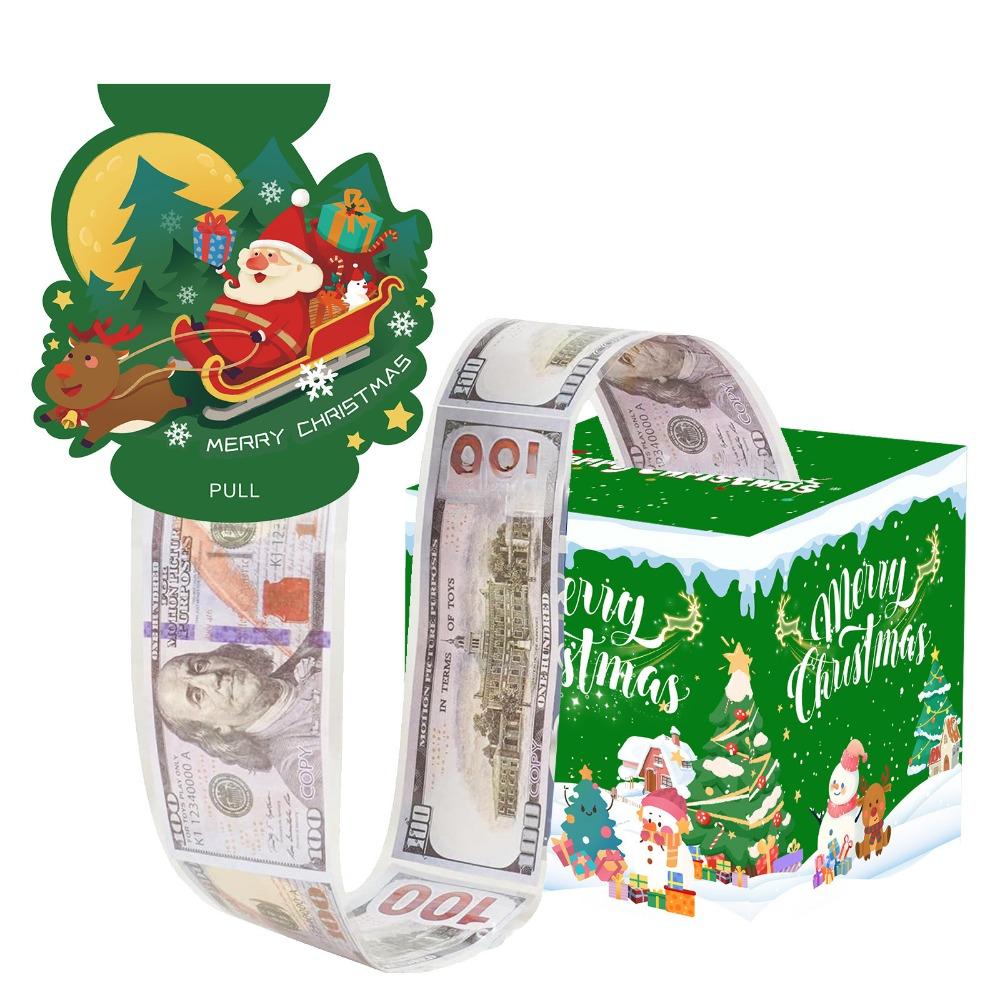 Pull Out Christmas Money Box Christmas Tree With 50pcs Transparent Bags Cash Pull Gift Boxs Snowman Santa Surprise Gift Boxes