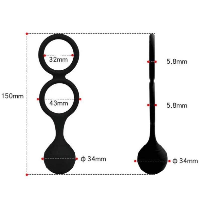 Double Rings Male Ejaculation Delayed Penis Ring with Weight Ball