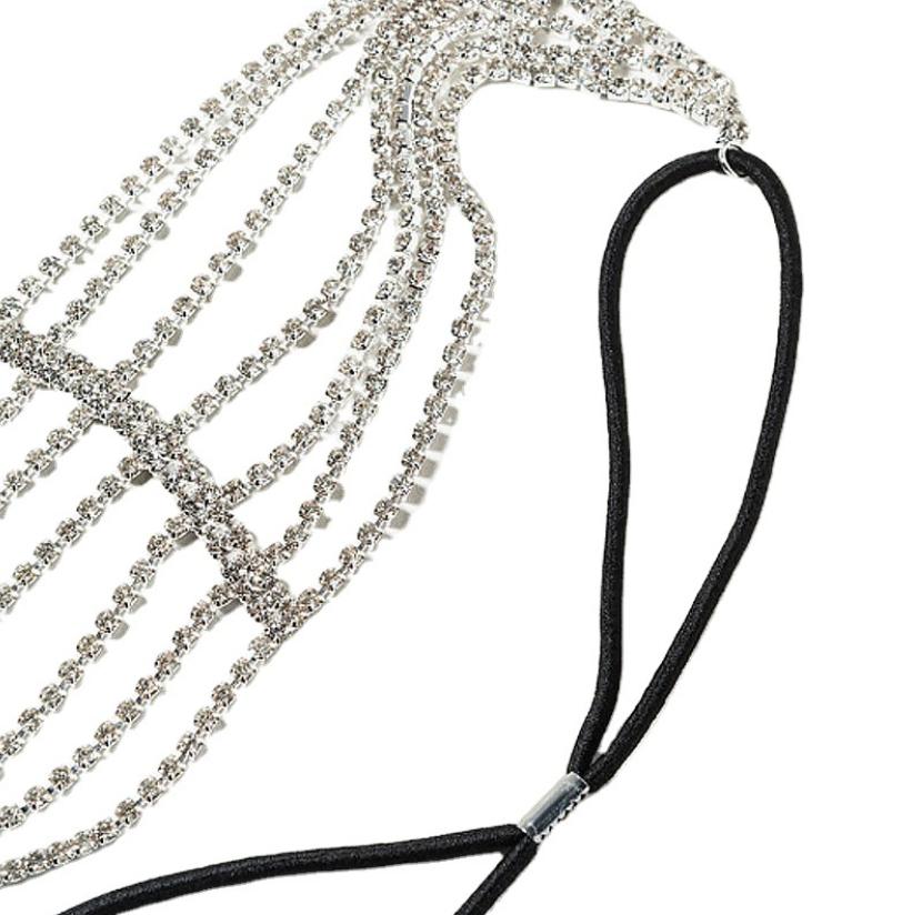 Multilayer Elastic Hairband for Women Lolita Jewel Rhinestone Chain Bead Headband Bridal Hair Accessories 2021  #0689