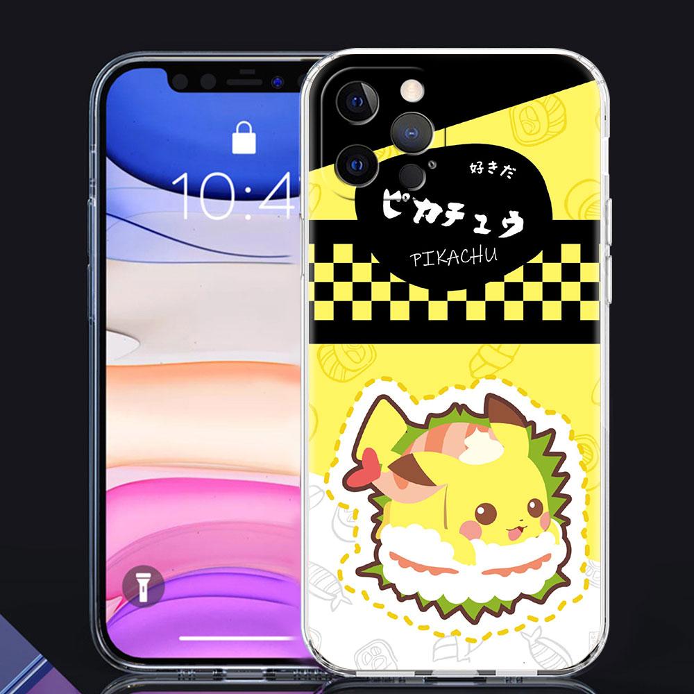 Custodia in TPU Per Apple iPhone 13 Pro Max 11 12 Mini X XS XR SE 2020 2022 7 8 Plus 6 6S Trasparente Morbida Copertura Telefono Cartone Animato Pokemon Sushi