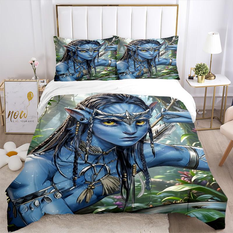 Avatar Blue Warrior Print 3Pcs Bedding Setduvet Cover With 2 Bedropillowcase Home Birthday Gift