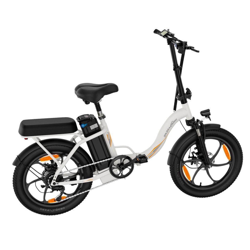 ZAZAWORK C16 City Folding Electric Bicycle 250W Motor 20 Inch Fat Tires 120Kg Load Outdoor Ride E-Bike With Tow Seat