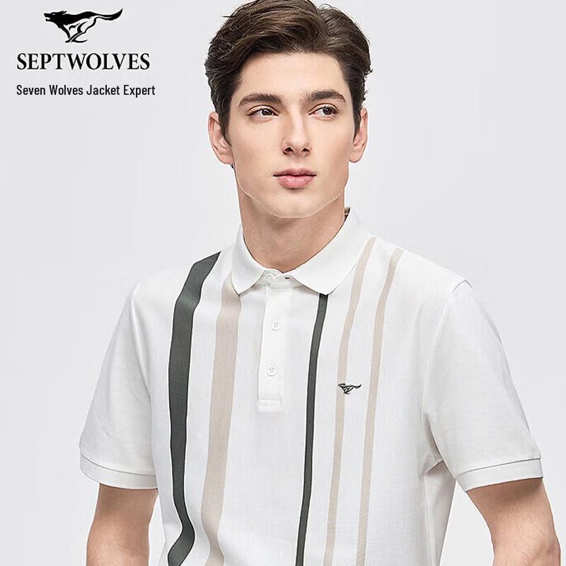 

Septwolves Men s Striped Short-Sleeve Polo Shirt M