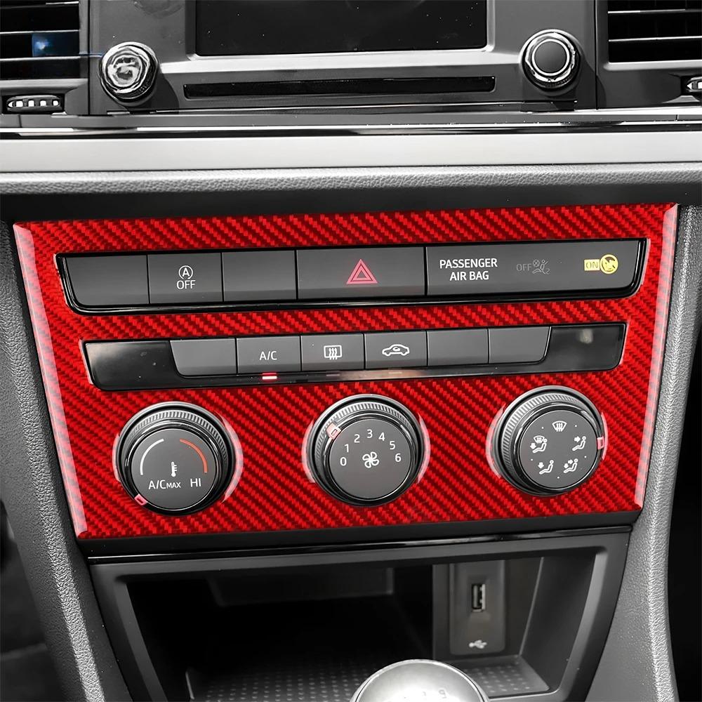 For Seat Leon MK3 2013 2014 2015 2016 2017 2018 2019 2020 Real Soft Carbon Fiber Sticker LHD RHD Car Central AC Button Panel