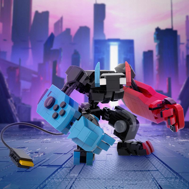 420PCS Red & Blue Hot Game Console MOC Blocks - Creative Transforming Mecha Model, Desktop Ornament, Kids Building Toy Gift