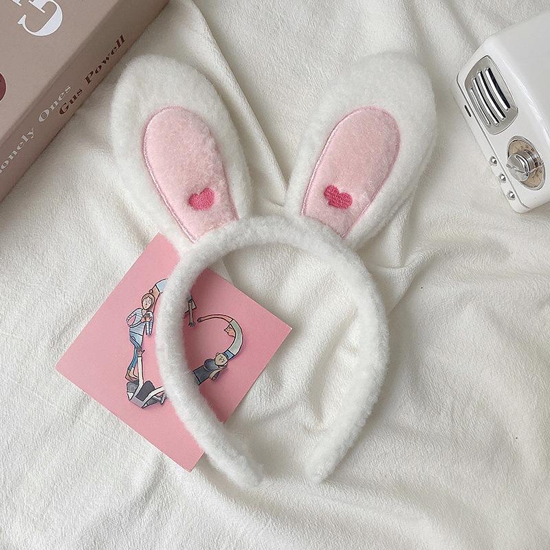 Roztomilý králík kreslený plyšový obličej ženy vlasy Rim Wash čelenka Lolita ručně vyrobená čelenka jehněčí uši zvířecí čelenka