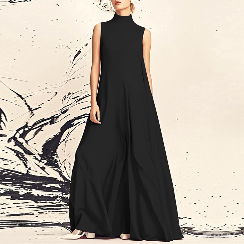 

VONDA Женские летние платья без рукавов с воротником-стойкой, однотонные M