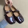 IPPEUM Tabi Shoes Mary Janes 2025 New Fall  Split Toe Flats Burgundy Brown Buckle Plus Size 36-44 Black Pu Leather Tabis Loafers